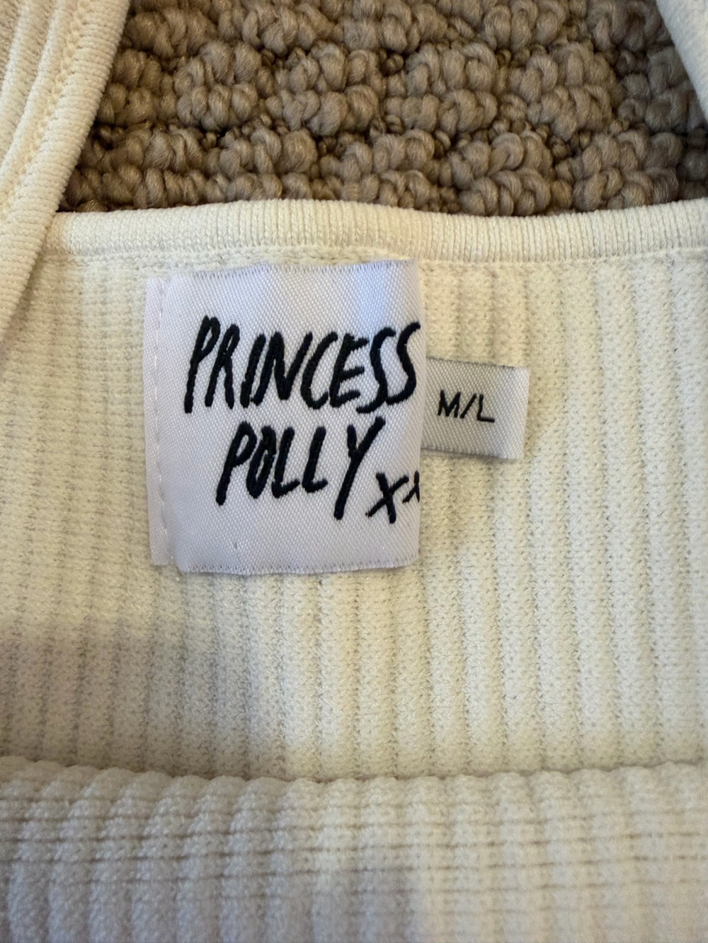 Princess Polly Cream Ribbed Mini Dress - Picture 2 of 8